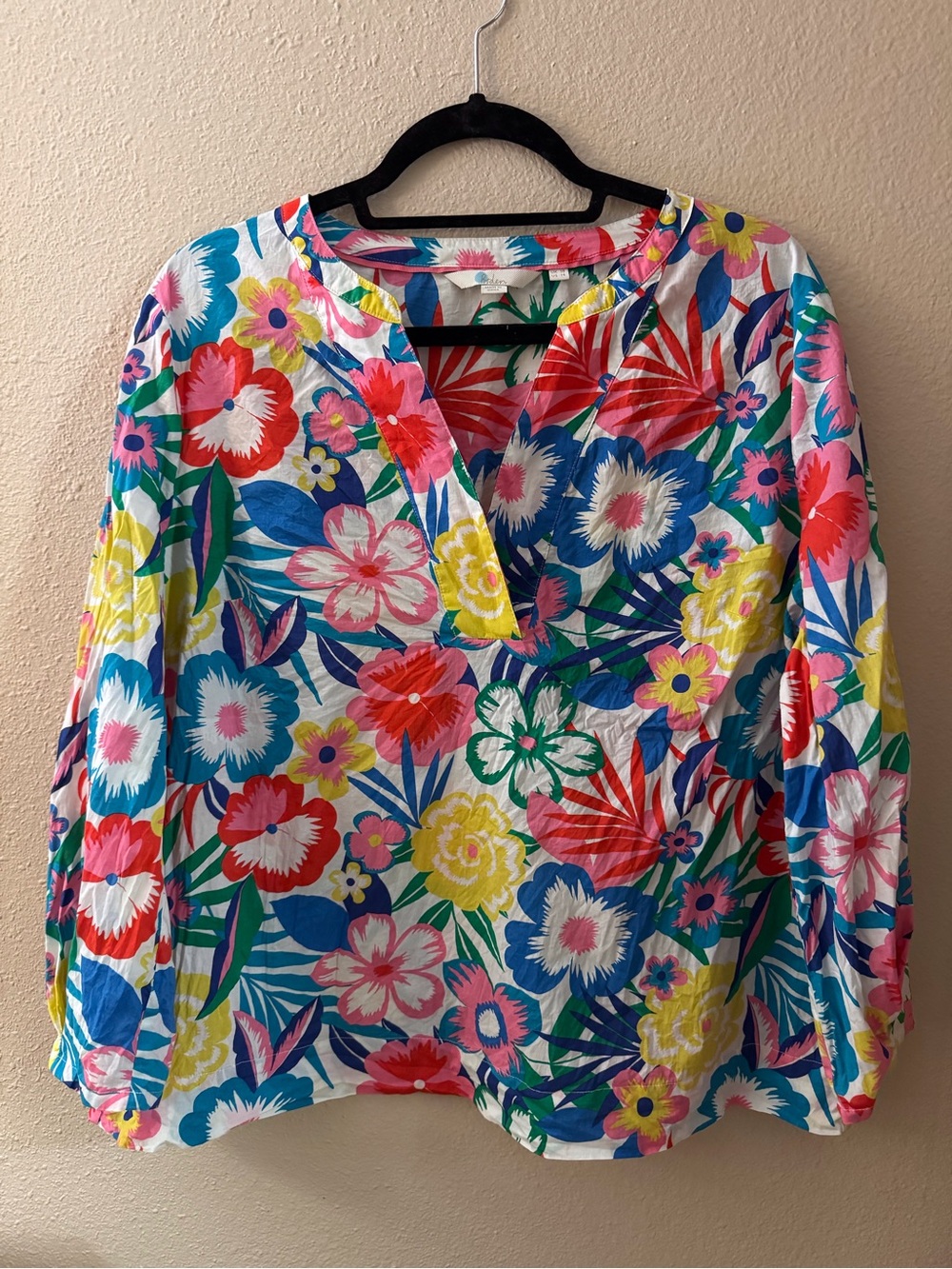 Boden Multicolor Floral Tunic - White, Blue, Red, Yellow, Pink, Green